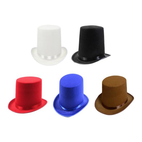 Yousheng Цилиндр Мага Цилиндр Британский Черный Джазовый Цилиндр Мужской и Женский Придворный Джентльмен Плоская Фетровая Шляпа для Выступлений Ролевой Игры