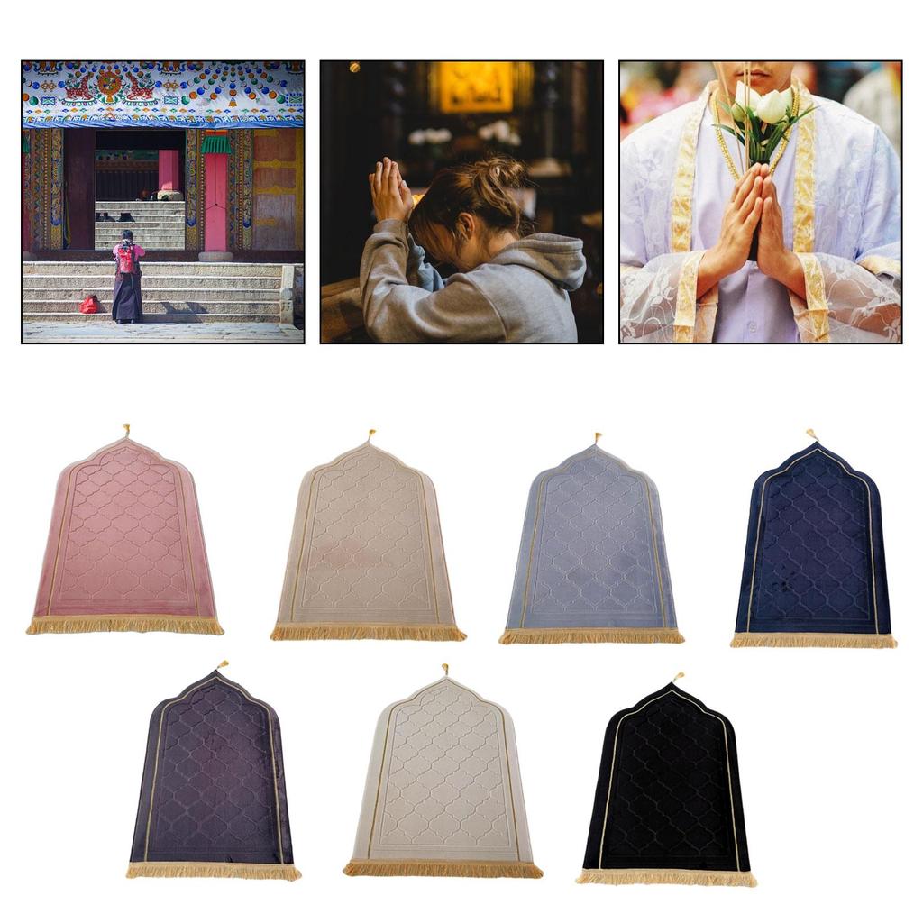 Молитвенный коврик для Рамадана, подарки, портативный, для мужчин, женщин, детей, толстые свадебные принадлежности с кисточками, дорожный молитвенный коврик, исламский молитвенный коврик