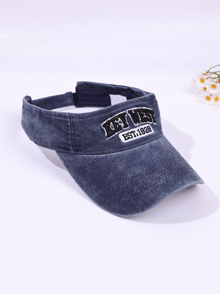 Retro Embroidered Letters Hollow Top Hat & Sun Protection Duckbill Hollow Top Cap - Breathable Sun Hat for Women/Men