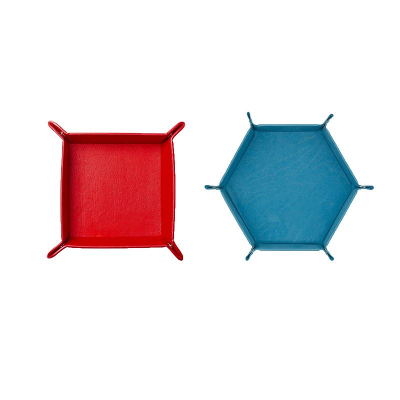 Коврик для игральных костей Складной поднос для игральных костей Кожаный игровой поднос Четыре угла Складной поднос Шестиугольный поднос для хранения игры в кости Домашнее украшение Поднос для хранения