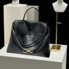 Plain Fashion Light Luxury All-match Bow Gold Buckle Single-shoulder Cross-slung Portable Leather Tote Bag