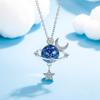 925 Sterling Silver Link Chain Zircon Planet Star Moon Charm Pendent Necklace For Women Jewelry Party Gift Bijoux Dz383