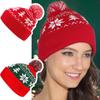 1Pc Snowflake Woolen Hat Christmas Knitted Holiday Warm Hairball