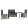 VidaXL Garden Dining Furniture 4pcs and Cushions Grey Wicker 3203507
