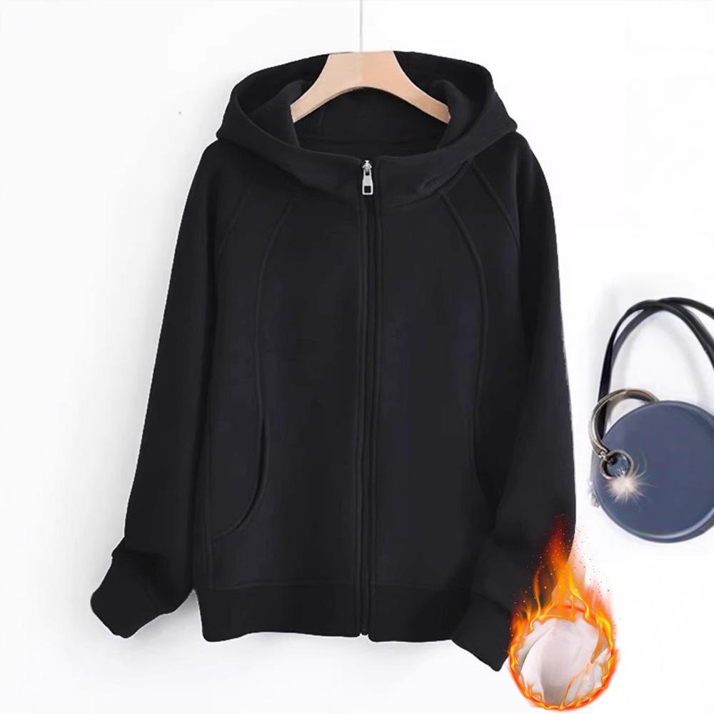 Новая весенняя куртка-толстовка с капюшоном для женщин, уменьшающая возраст, свободный утягивающий кардиган на молнии плюс флисовый топ