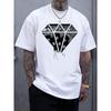 Мужская футболка с графическим принтом - Бандана с бриллиантами - Мягкая дышащая уличная футболка с смелым геометрическим принтом, свободная футболка с круглым вырезом и коротким рукавом для повседневной носки