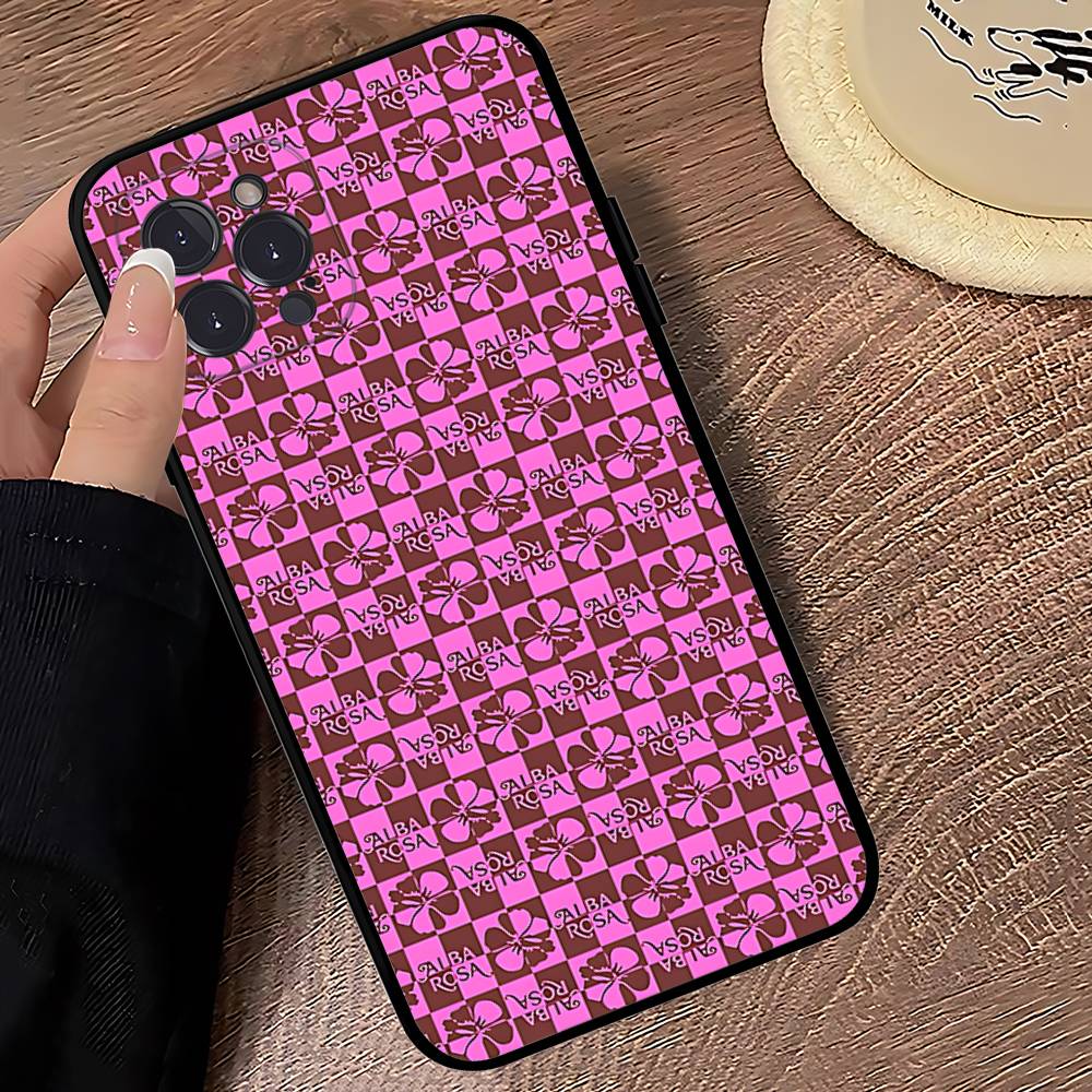 Модный Чехол Для Телефона A-ALBA R-ROSA Для IPhone 17 16 15 14 13 12 11 Pro Max Plus Mini Силиконовый Черный Чехол