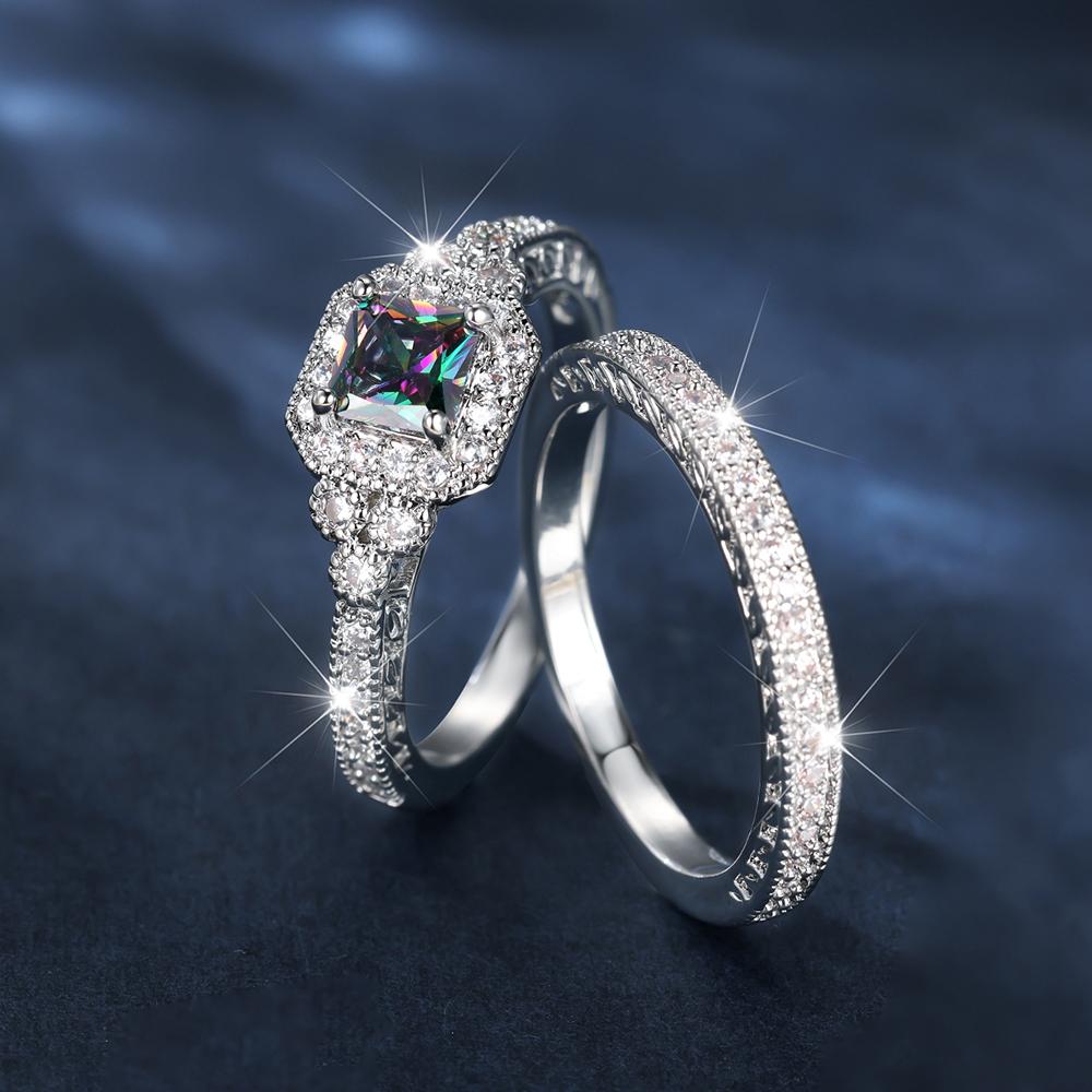 Кольца обещания в готическом стиле, 2 шт., инкрустированные черным цирконием, обручальные обручальные кольца, набор для крутых девушек, разные размеры на выбор, аксессуары для вечеринок