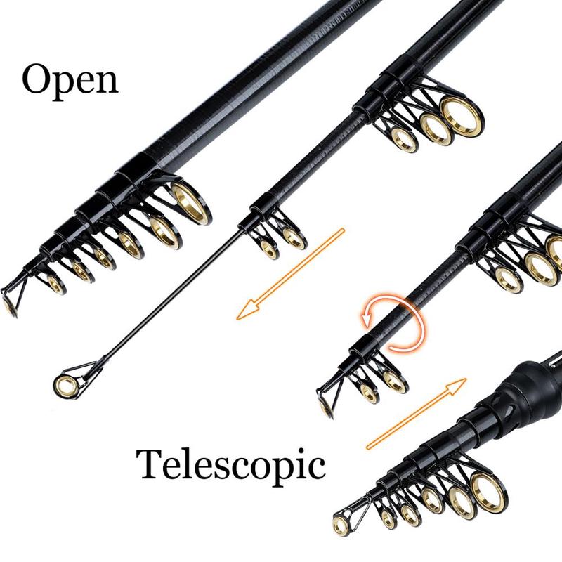 SOUGAYILANG Удочка из углеродного волокна, телескопическая удочка M Power, спиннинг, ручные рыболовные снасти, переносной светильник