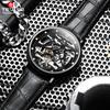 TEVISE Casual Fashion Watch for Men Leather Strap Watch Diamond-encrusted Hollow Automatic Mechanical Watch for Men