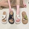 Set of Toe Slippers Women's Outer Wear Summer 2025 New Fashion French Casual Thick Bottom Medium Heel Beach Roman Super Fire Sandals