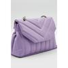 Женская стеганая сумка через плечо сиреневой отстрочкой