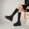 New Spot 2025 Autumn and Winter Velvet Elastic Thin Boots, New Thick-soled Medium-heeled High Boots, Small and Long