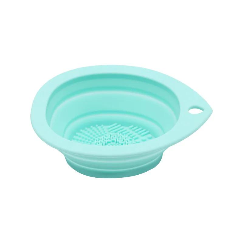 Силиконовый очиститель кистей для макияжа, складная пуховка, миска для чистки теней, кисти для мытья, мягкий коврик, инструменты для красоты, скруббер, коробка