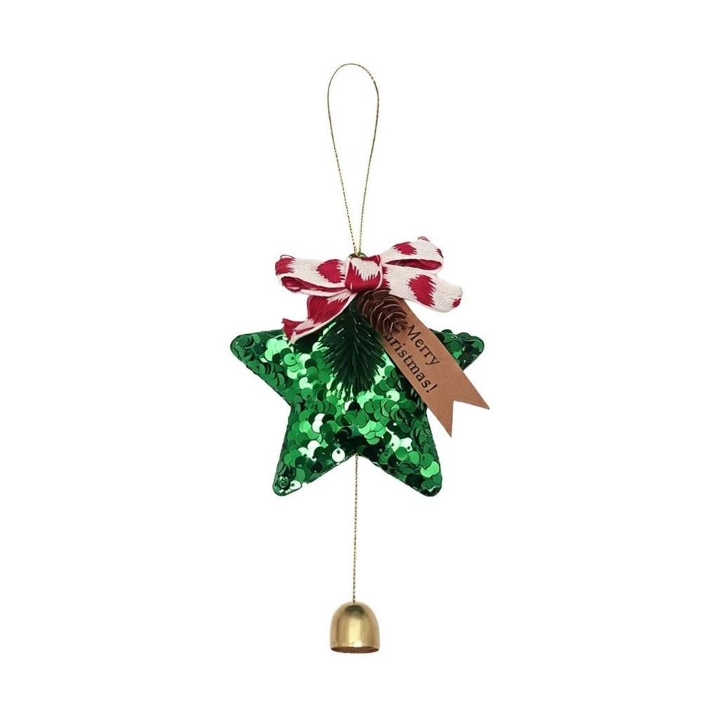 Multi‑Color Star Christmas Ornament Sequins Decorative Sequin Star Hanging Pendant with Bow Pine Cone Bell