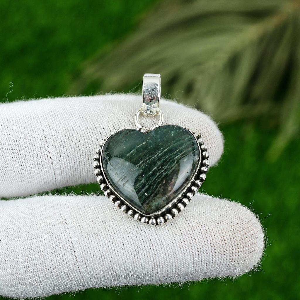 Подарок для женщин Ювелирная подвеска Серебро 925 пробы Натуральный нефрит