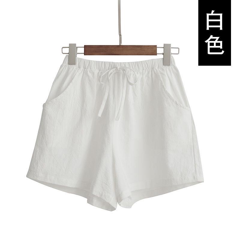 Spring and Summer New Cotton and Linen Shorts Women's Outer Wear Thin A- Shown Wide Leg High Waist Slimming Plus Size Loose Casual Shorts for Women