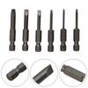 6pcs/set 50mm Flat Head Slotted Tip Magnetic Screwdrivers Bits 2.0-6.0mm Alloy Steel Screwdrivers Power Tool Parts Accessories