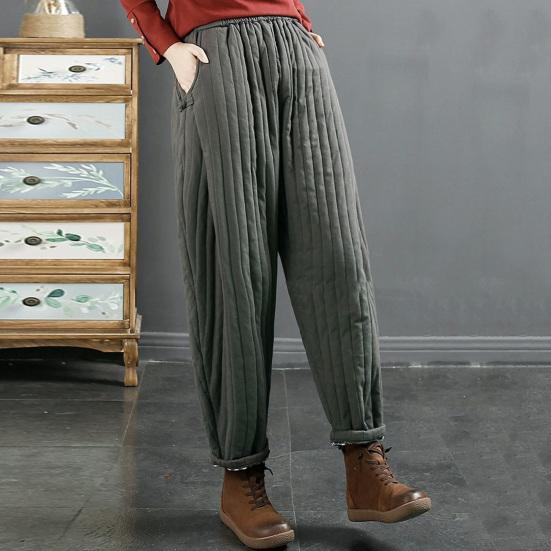 Женские повседневные брюки, эластичные, с высокой талией, свободный крой, утолщенные спортивные брюки с карманами, однотонные повседневные брюки