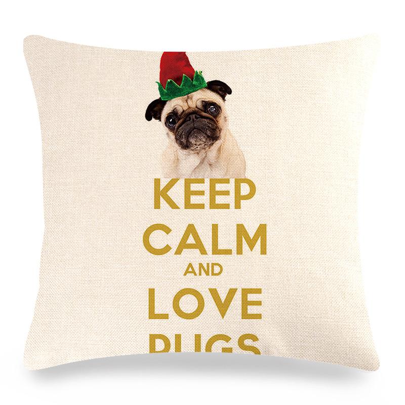 Cute Pet Pug Dog Digital Printing Short Plush Pillow Covers Decorative For Car Sofa Office Cushion Cover Home Goods 60X60Cm