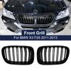 1 Pair Front Kidney Grilles Racing Grills for BMW X3 F25 2010 2011 2012 2013 Dual 2 Slats Double Line Bumper Grille