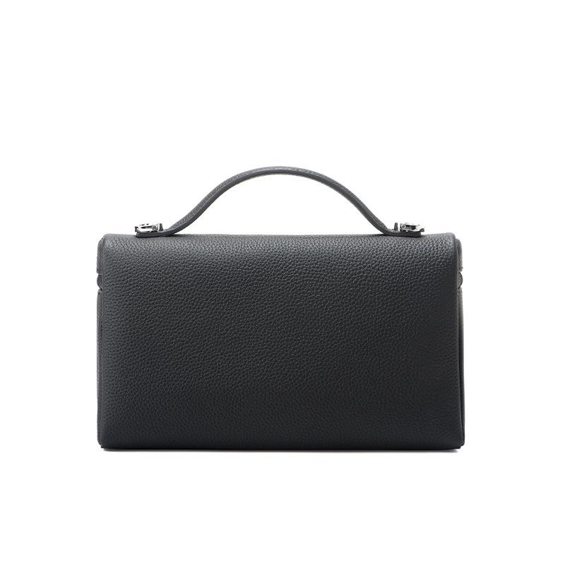 Large lunch box bag, first layer cowhide women's portable box bag, makeup mobile phone bag, genuine leather commuter messenger shoulder bag.