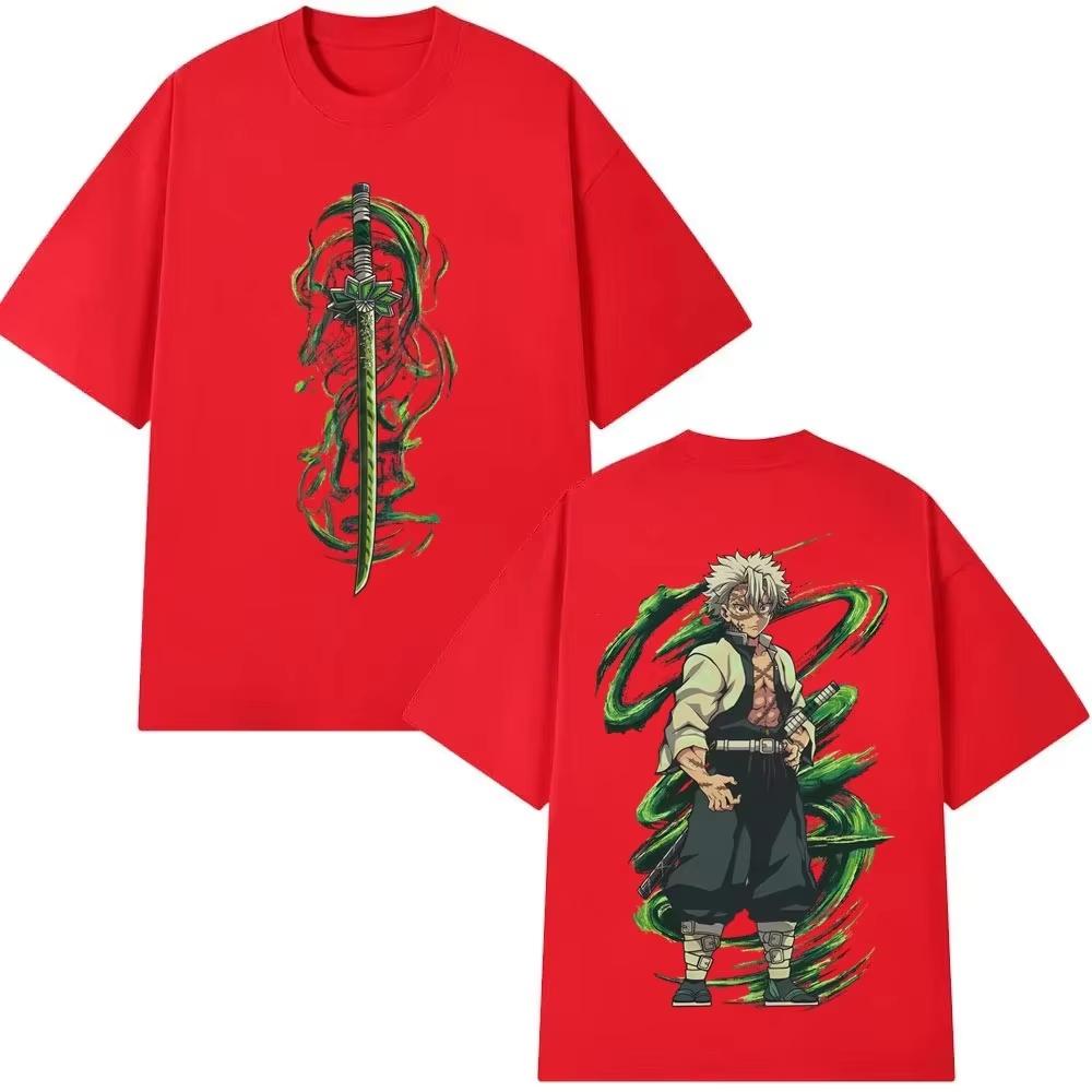 2026 Anime Demon Slayer Wind Hashira Shinazugawa Sanemi Graphic T-shirt Unisex Women Cartoon Casual Cotton Ins Y2k