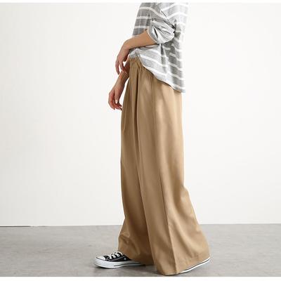 Женские свободные прямые эластичные повседневные длинные широкие брюки с высокой талией