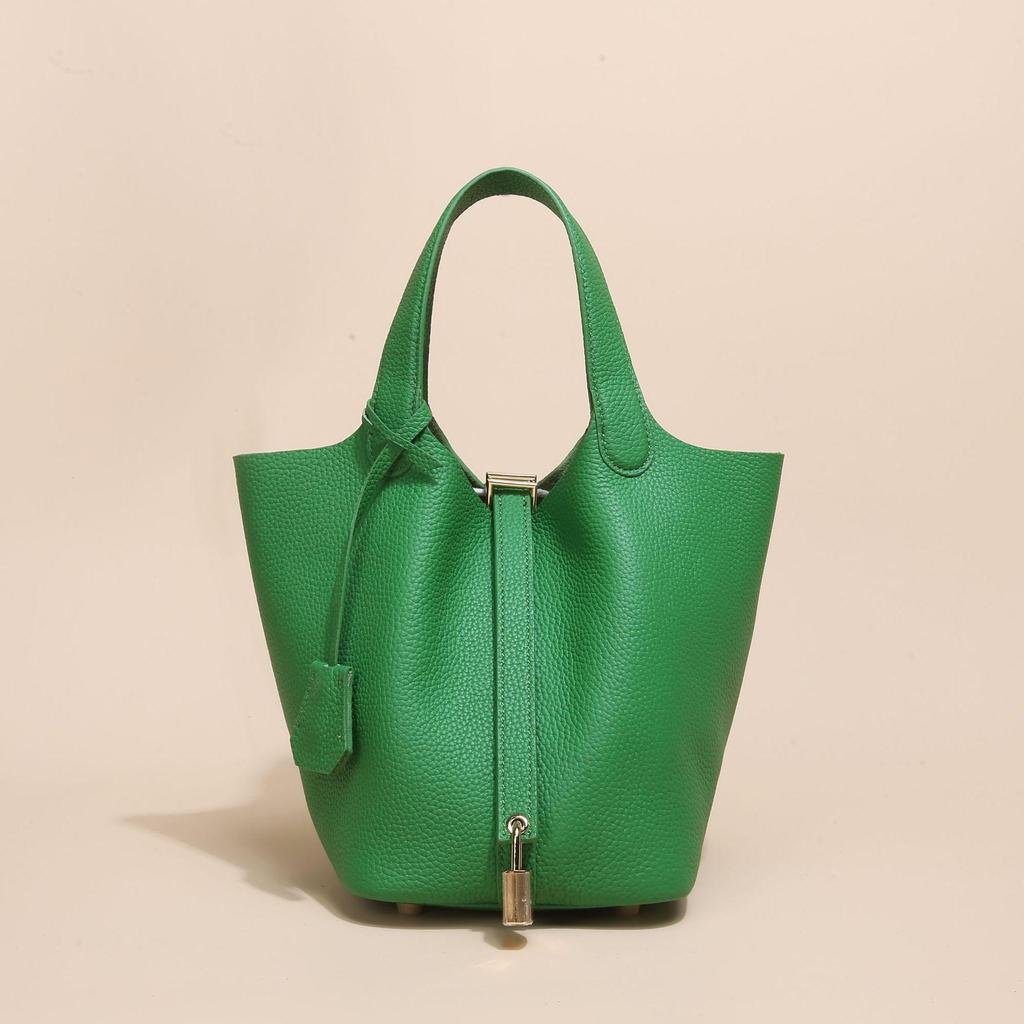 2024 Женская сумка-ведро из натуральной кожи с узором личи - Осенне-зимняя сумка-корзина для овощей