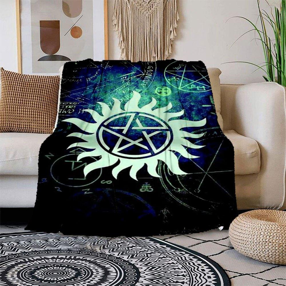 Supernatural Anti-Possession Symbol Poster PrintBlanket Flannel Throw Blanket for Sofa, Bed, Travel, Camping, Office, Couch, Chair, And Bed