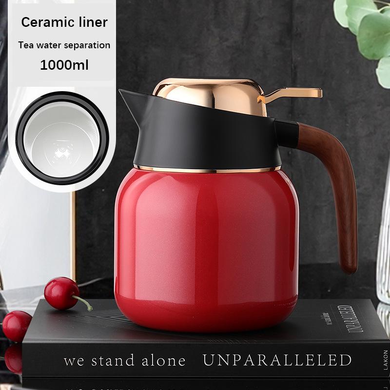 Керамический вкладыш из нержавеющей стали термос чайник для заваривания чая большой фильтр для чая большая емкость 1000 мл вакуумный термос бутылка стакан