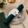 Napkin Ring 6Pcs White Lotus Rings, Chiffon Flower Metal Holders, Faux Soft Fabric Pearl Dinner Rings for Wedding Bridal Shower Table