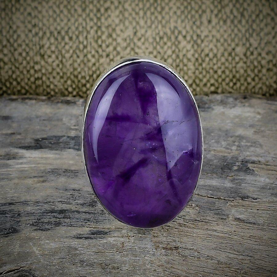 Ювелирные изделия из стерлингового серебра 925 пробы с натуральным африканским аметистом, кольцо с драгоценным камнем, подарок на день рождения