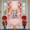 Баннер на 16-летие Воздушные шары цвета розового золота Блестящий фон для дня рождения Накидка на дверь на 16-летие Розовое золото с блестками Для 16-летия