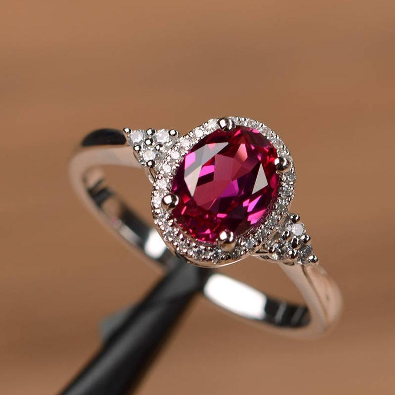 Silver Plated Rings for Women Ruby Emerald Sapphire Jewelry Wedding Engagement Ring Wholesale Size 6-10