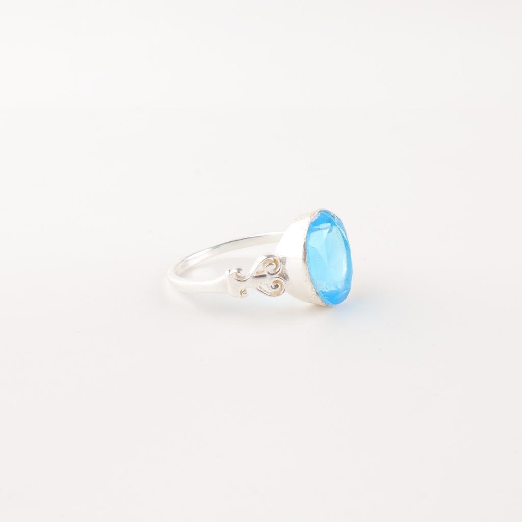 Swiss Blue Topaz Gemstone 925Sterling Silver Jewelry Handmade Ring Birthday Gift RR-66-18