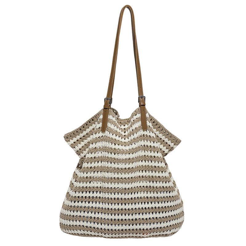 Woven Straw Bag For Women With Large Capacity And Shoulder Straps