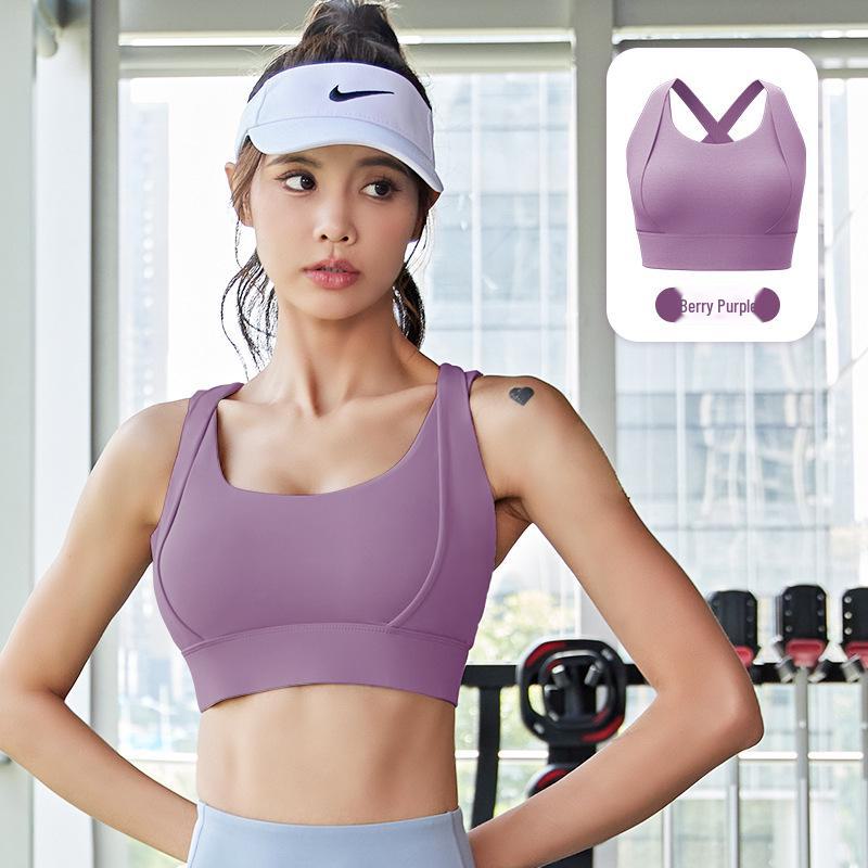 Спортивный бюстгальтер Juyitang Double Strap Shockproof — высокопрочный, двухслойный, телесного цвета, подходит для занятий йогой