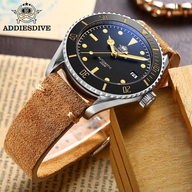 ADDIESDIVE Винтажные Мужские Часы из Бронзы NH35 Сапфировое Стекло Швейцарский C3 Супер Светящиеся Ретро Бронзовые Автоматические Механические Часы 200M