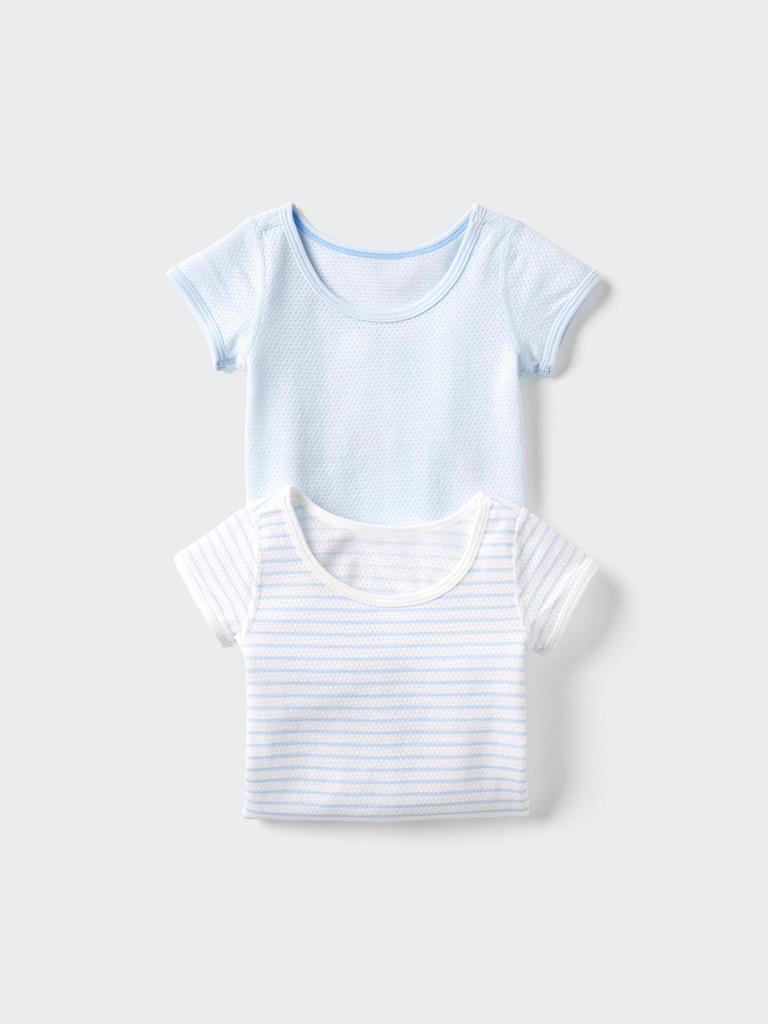 Uniqlo Хлопковая сетчатая футболка с коротким рукавом, набор из 2 штук