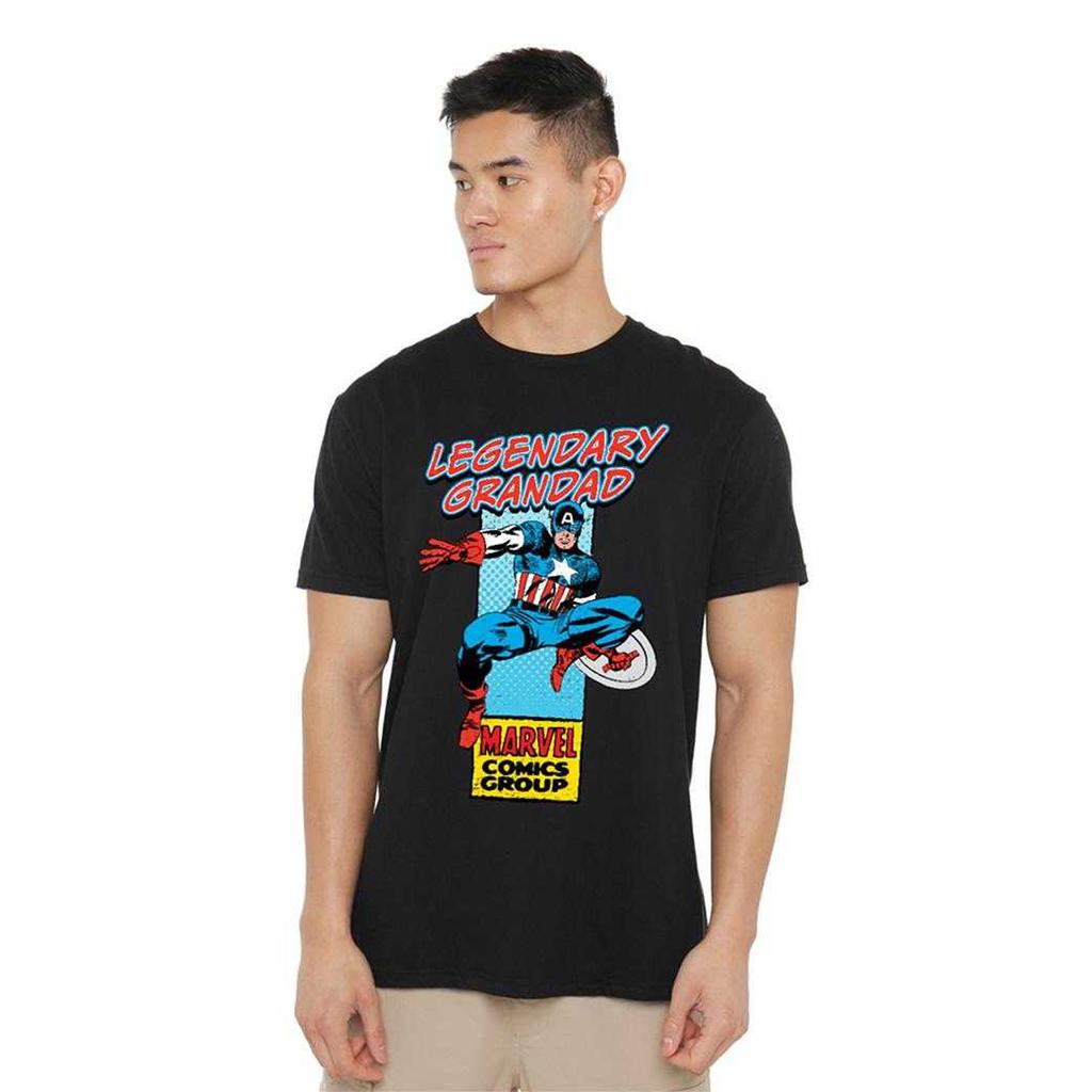 Marvel Comics Mens Legendary Grandad Captain America Corner Box T-Shirt