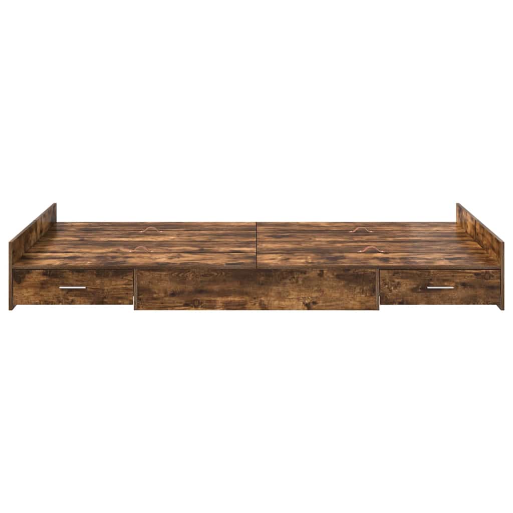 Storage Bed Frame Smoked Oak 120 x 190 cm