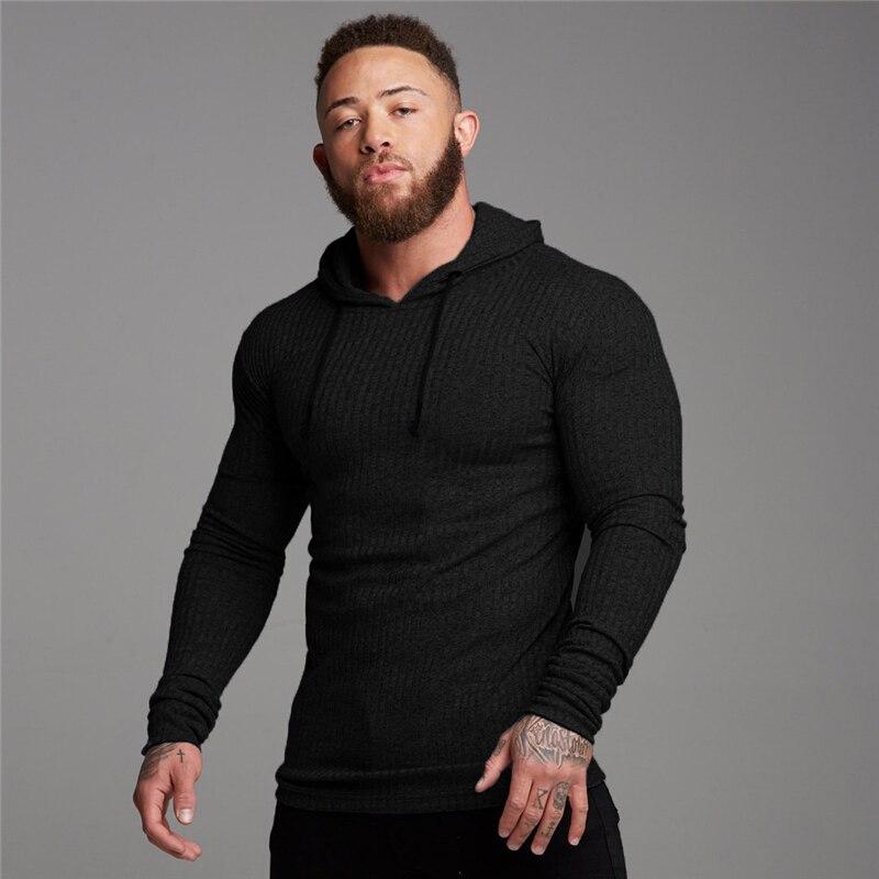 Muscleguys Осенняя мода, повседневная однотонная мужская одежда, спортивный свитер с капюшоном для бега, спортивная одежда, футболки для фитнеса