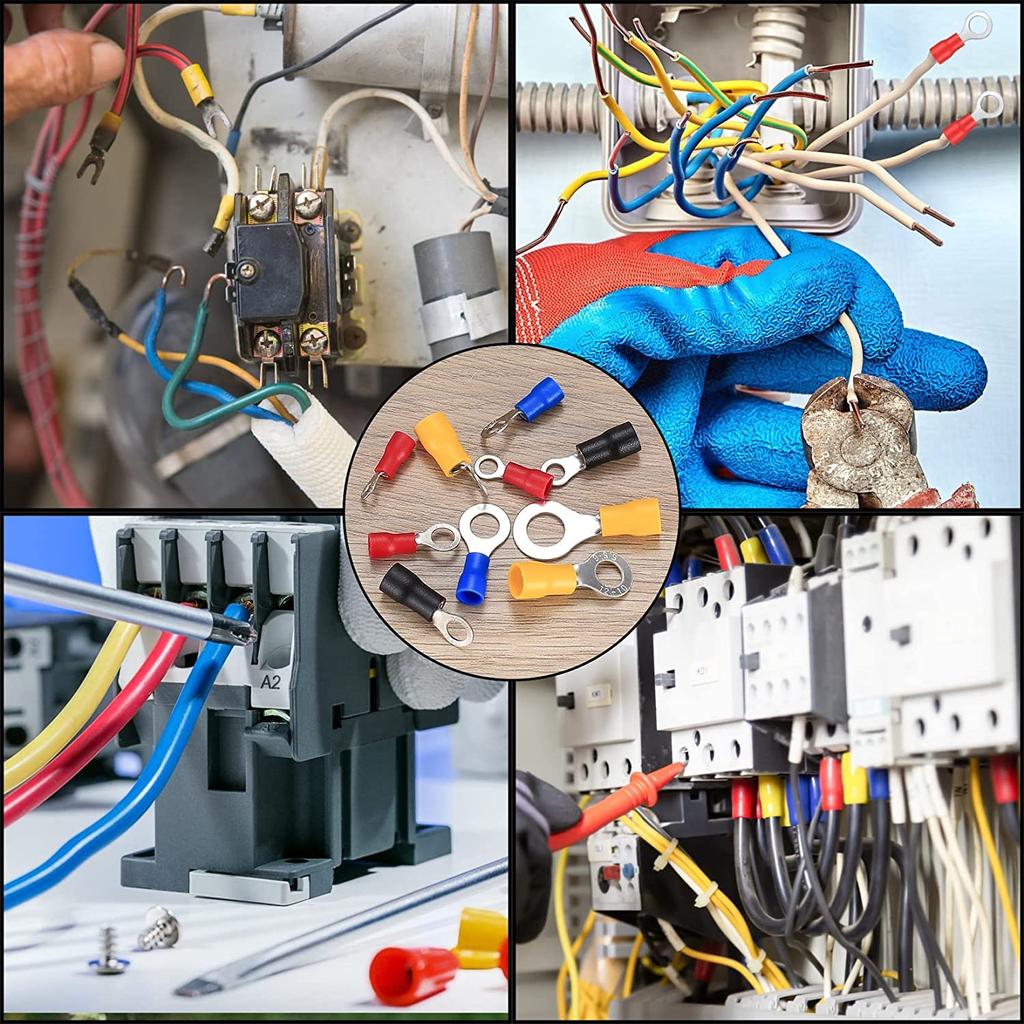 20~240PCS Rings Insulated Wire Connector Electrical Crimp Terminal Cable Wire Connector - Red Blue Yellow Black