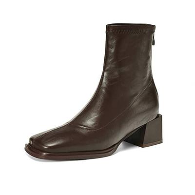 Осенне-зимняя обувь из микрофибры Ботинки Челси с квадратным носком, сохраняющие тепло, на молнии, эластичные ботильоны