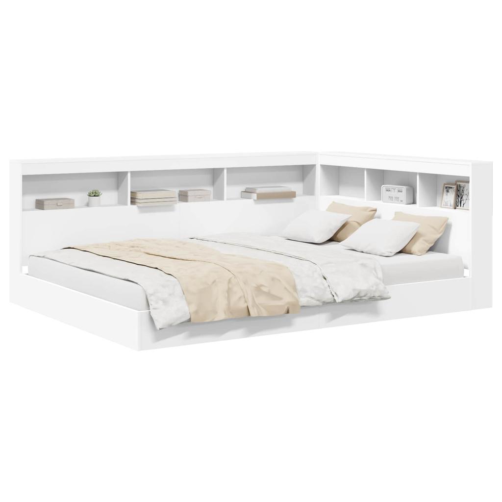 Bookshelf Bed with Headboard White 160 x 200 cm Engineered Wood
