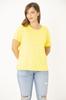Женская блузка большого размера Желтая блузка больших размеров с круглым вырезом и узором