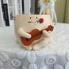 Guitar Smiling Face Planter Pot Resin Ukulele Head Flowerpot Indoor Outdoor Cactus Succulent Plants Container Home Balcony Garden Decoration