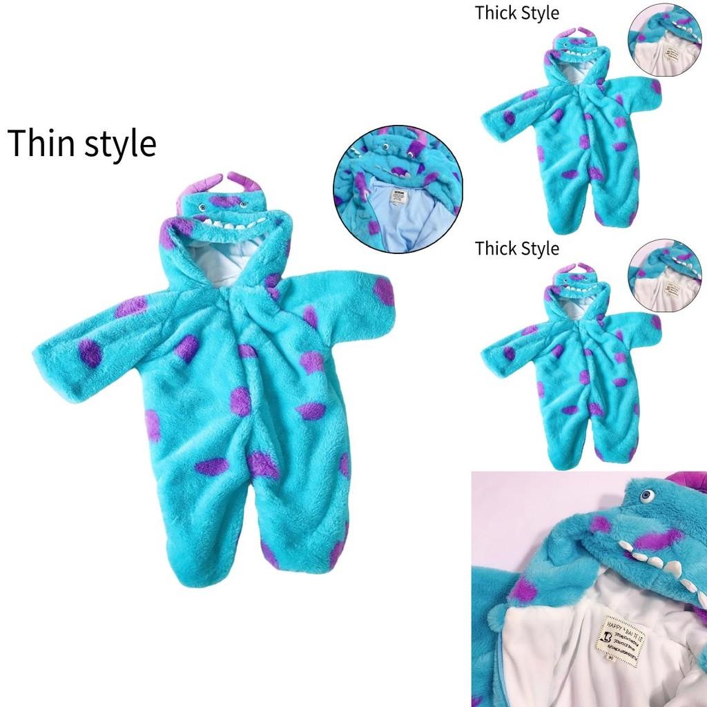 Adorable Baby Sullivan Monster Plush Onesie Thick Hooded Pajamas For Autumn Winter