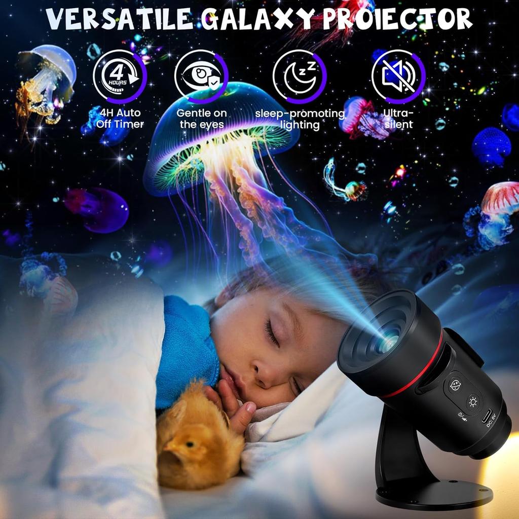 Galaxy Projector 2-in-1 Star Planetarium with 7 HD Slides LED Night Light for Kids Bedroom Ceiling Decor